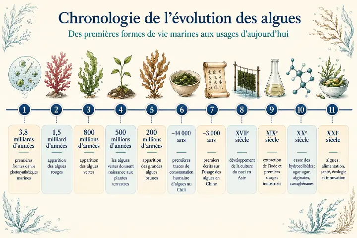 Chronologie evolution algues